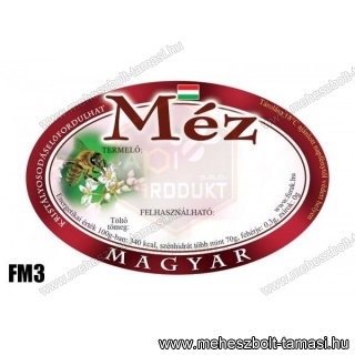 Ovális címke Magyar Méz Bordó FM03