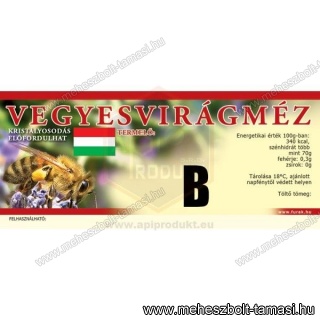 Címke Vegyes Virágméz Bordó méhes B