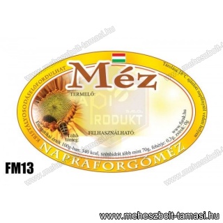 Mézesüveg cimke ovális - Napraforgóméz